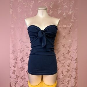 Hollister Navy Strapless Top with Bow Detail